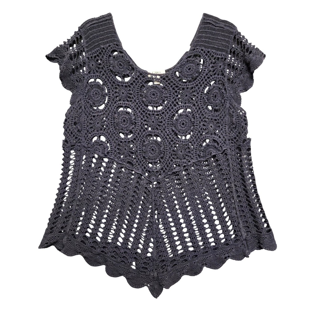 navy crochet fairy top boho lace knit cottagecore festival top